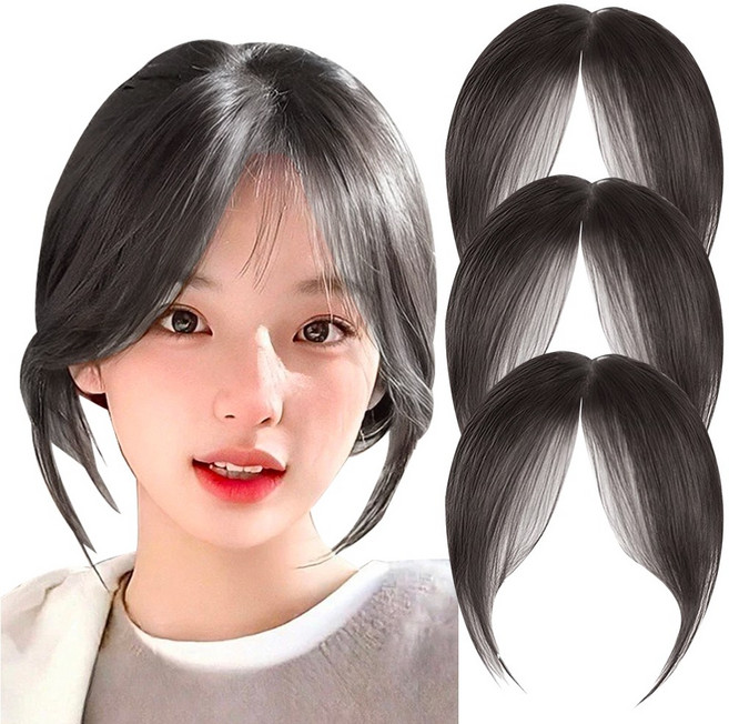 아케이바이 앞머리 가발, 3개, 내추럴블랙