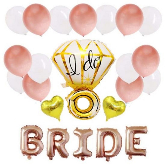 16吋 鑽石戒指氣球套餐 求婚告白氣球組合, 金鑽戒, 1個