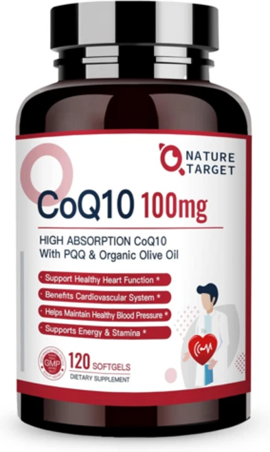 네이처타켓 고흡수 코큐텐 CoQ10 100mg PQQ 올리브오일 함유 120소프트젤, 120정, 1개 - 쿠팡