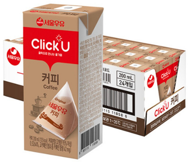 클릭유 커피우유, 200ml, 24개