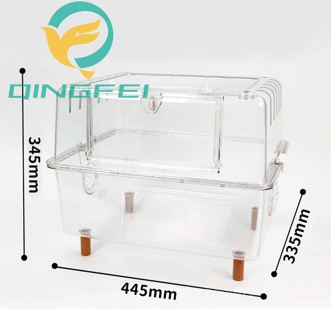 【QingFei】高透深底倉鼠籠 可厚鋪墊料 43cm倉鼠籠子, 1個, 空籠, 透明