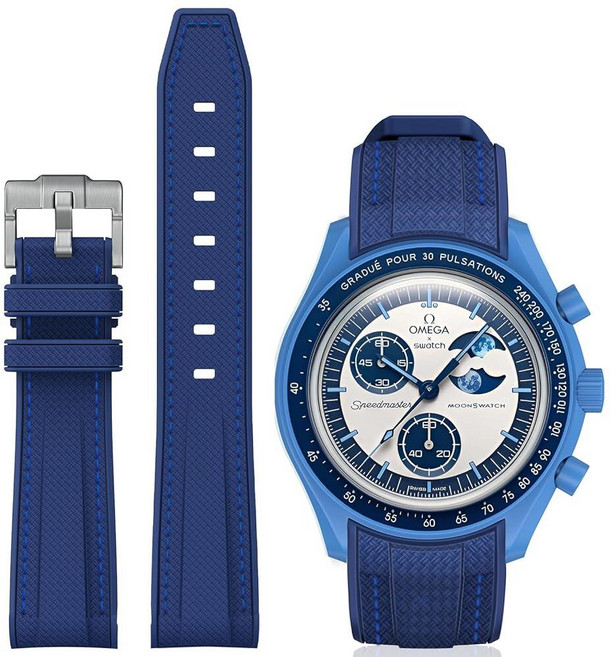 BONACE Moonswatch 워치용 밴드 오메가 X 스와치 20mm 시계와 호환되는 곡선형 실리콘 스트랩 문스와치 스피드마스터 교체용 갭 없는 스트랩 남성 여성 실리콘