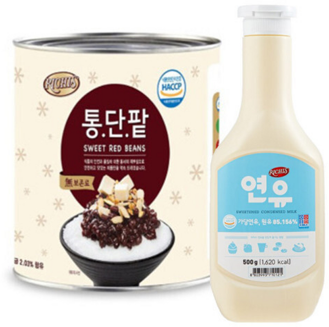 리치스 통단팥 골드 캔 + 리치스 연유 팥빙수 재료, 1개, 3kg