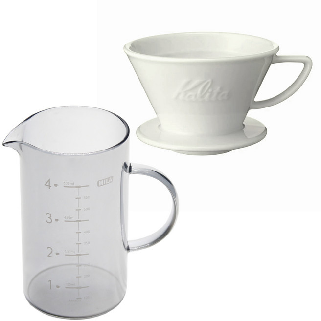 Kalita 蛋糕型陶濾杯185組合(濾杯+量杯), 白, 1個