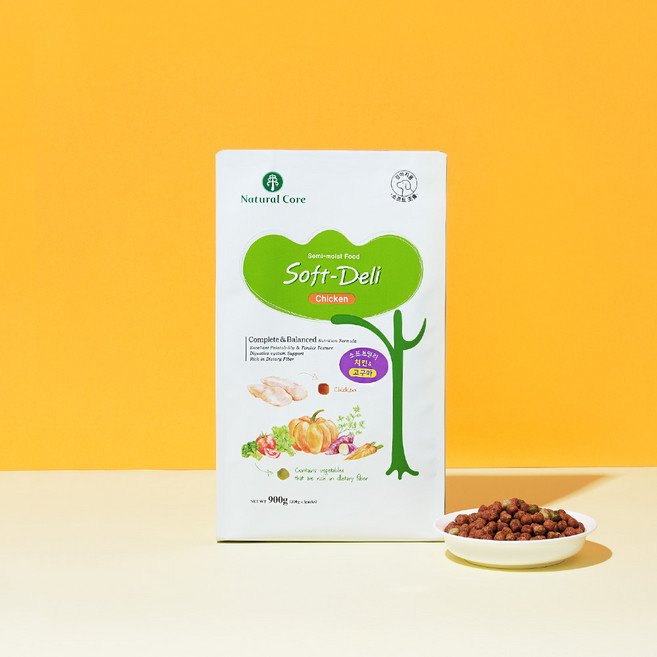 네츄럴코어 강아지 전연령 소프트사료 피모/관절 건강을 위한 소프트델리, 900g, 2개, 닭+고구마