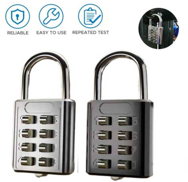 8자리 조합 야외 자물쇠 방수 아연 합금 스마트 잠금장치 여행용 가방 보관용 키 포함 도난 방지
