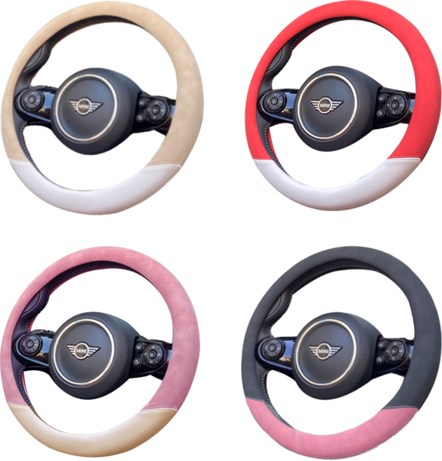 컬러스 기아 k3 호환 올뉴/더뉴 자동차 핸들커버 투톤 알칸타라 천연 가죽 컬러 커스터마이징 운전대커버 수제 원형 D컷, 원형 핸들, 크루아상