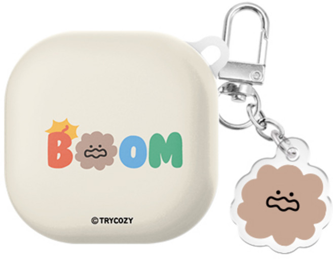 말랑말랑 키치 레터링 버즈라이브/버즈3/버즈3프로 하드 케이스 +아크릴 키링 세트, 붐, 버즈라이브(공용)