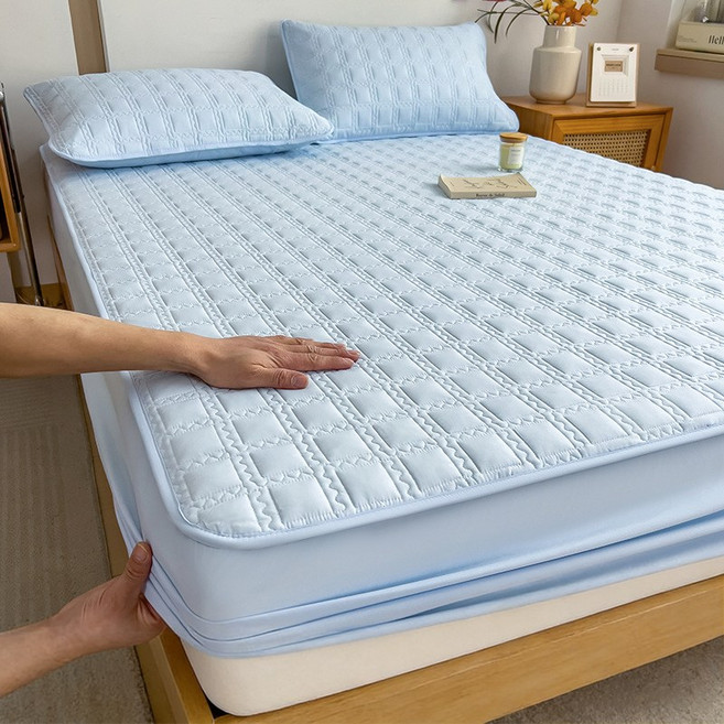 Ahomeone 매트리스 커버 통기 항균 침대 커버 360도 풀백 미끄럼 방지