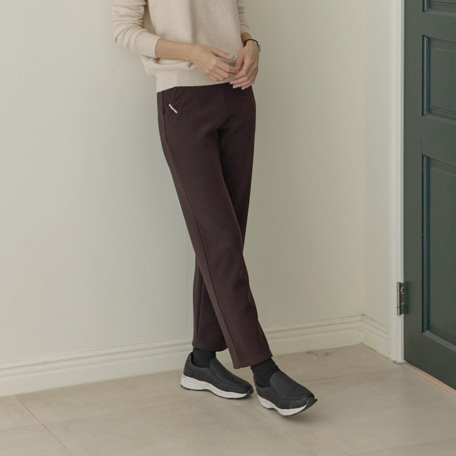 씨엘스토리 여성 국내생산 띠패치 기모 일자 스트레이트 팬츠