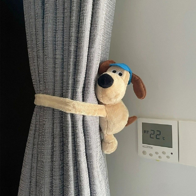 아워버셜 귀여운 타이백 강아지 커텐고리 후사고리 커튼끈 커튼집게 장식 고정 걸이, 1개