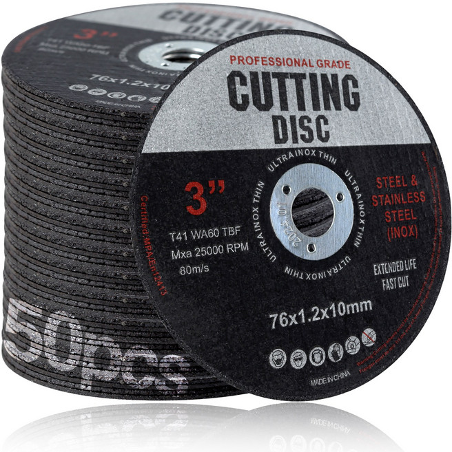 SPEEDWOX 3인치 컷오프 휠 3/8인치 Arbor 다이 그라인더 금속 및 스테인리스 스틸용 다이 그라인더용 공격적 절단 디스크용 휠 그라인더 휠 3인치 컷오프 휠, 50개