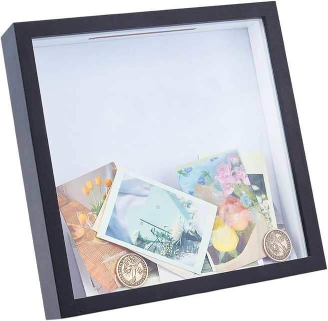 1개 여행 상자 추억 8.7x8.7 인치 여행 섀도우 박스 여행 티켓 카드 메모리 박스 상단 로딩 섀도우 박스 아카이브 섀도우 박스 모험 아카이브 섀도우, Black, 1