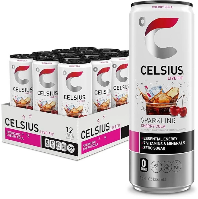 CELSIUS Fizz 프리 핑크 레모네이드 무설탕 에너지 드링크 350ml12온스 12팩, Cherry Cola, 355ml - 쿠팡