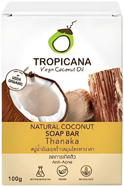 [태국직구] 트로피카나 코코넛 수제 비누 바 THANAKA 100G., 1개입, 100g