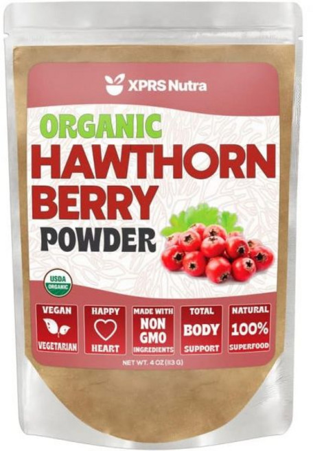 과일 가루 분말 파우더 XPRS Nutra 산사나무 열매 프리미엄 USDA 심혈관 건강 지원 비건 친화적 심장 보조제 16온스, 4 온스 (1개 팩)