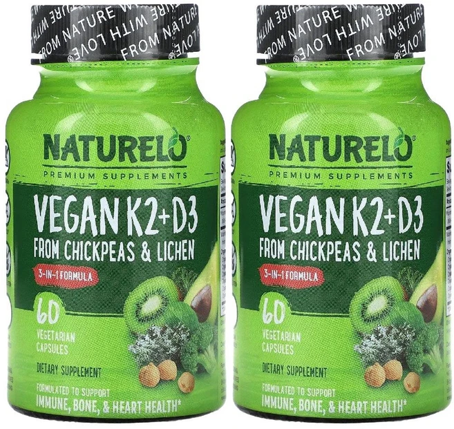 비타민 K2 + D3 60 베지 캡슐 vitamin k2 NATURELO 2병, 60정 2병, 60정 - 쿠팡