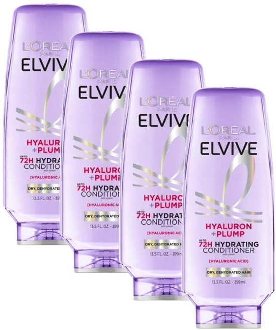 로레알 엘바이브 히알루론 플럼프 하이드레이팅 컨디셔너 L'Oreal Paris Elvive Hyaluron Plump 72H hydrating conditioner, 4개, 399ml