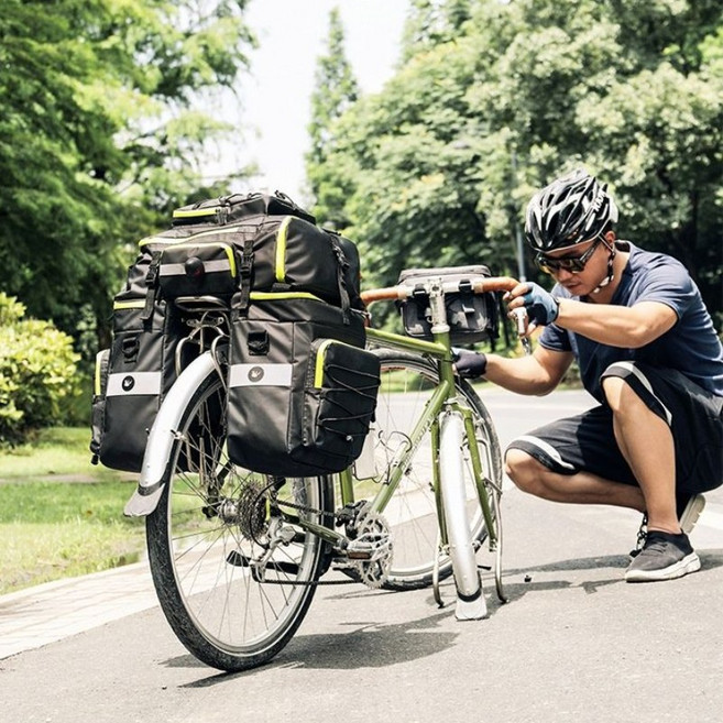 자전거 대용량 여행 가방 안장 여행 짐받이 가방 라이딩가방 짐받이 투어 방수 가방 175L, 그린3in1, 5개