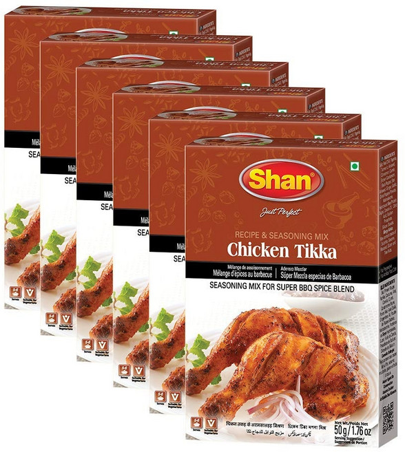샨 치킨 티카 레시피 및 시즈닝 믹스 1.76 온스 (50g Shan Chicken Tikka Recipe and Seasoning Mix 1.76 oz (50g) - Spice, 6개, 50g
