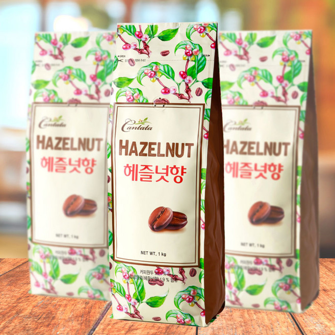 칸타타 헤이즐넛향 1kg X 10개/원두 커피, 홀빈(분쇄안함), 10개
