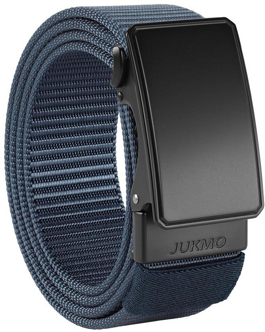 JUKMO 남성용 3.8cm(1.5인치) 나일론 래칫 벨트 청바지용 슬라이드 버클이 있는 캐주얼 웹 클릭 구멍 없음 조절 가능한 트림 핏 커피. 271043