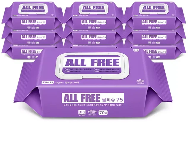 올프리 아기 물티슈75 대용량 도톰한 캡형 70매10팩 194533, 1개