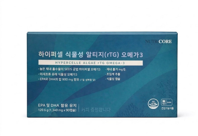 오메가3 뉴트리코어 하이퍼셀 식물성 알티지 오메가3 +, 1개, 90정