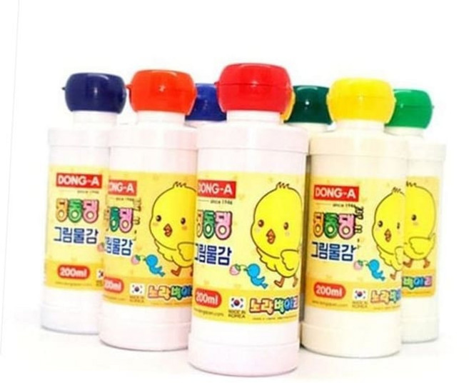 문구류물감 동아 딩동댕 그림물감 200cc 노랑병아리, 연두색