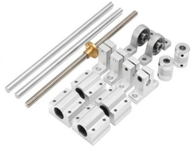KP08 400mm T8 리드 스크류 키트 2x400mm 선형 모션로드 샤프트 가이드 및 3D 프린터 용 선형 슬라이드 블록