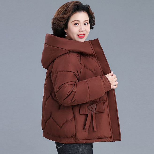여성 겨울 후드 집업 패딩 루즈핏 도톰 코트 캐주얼 보온 자켓 경량 패딩 중년 엄마 누빔 아우터SYW