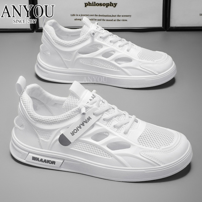 ANYOU 여름 남성 신발 통기 펀칭 구멍 신발 가볍다 남성 패션 편안하다 테니스 신발 캐주얼 판화