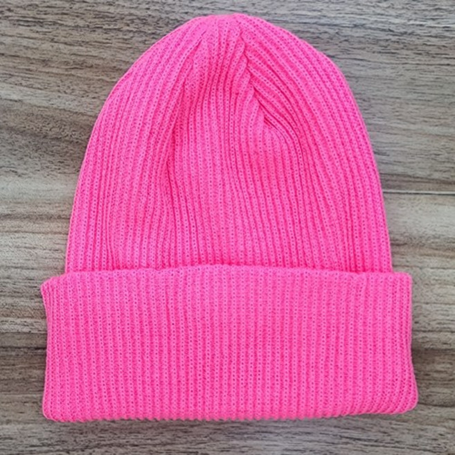 한스모자 슬림핏 니트 골지 롱비니 네온 형광 남녀공용 무지