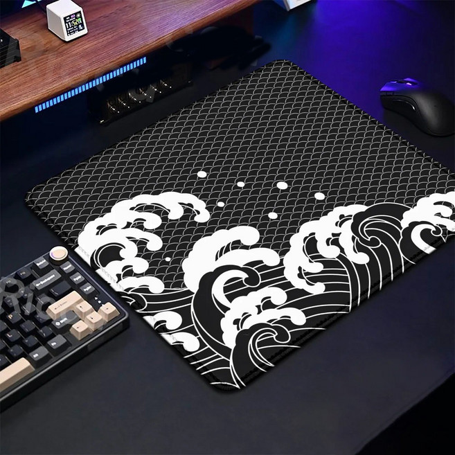 게이밍 마우스패드 웨이브 시리즈 400X450X3MM, 1개, 블랙