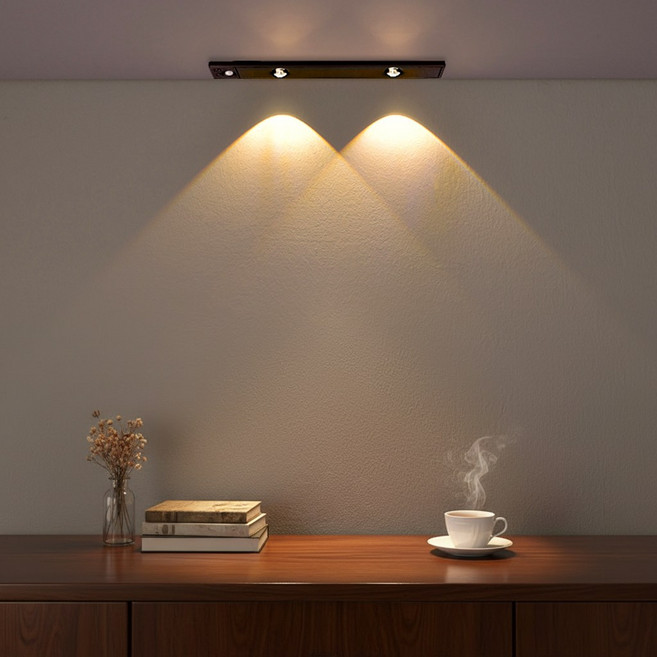 투데이리빙 3컬러 LED 무선 센서등 충전식 현관 실내 부착 전등 화장실 주방 베란다 조명, 블랙 30cm, 2개