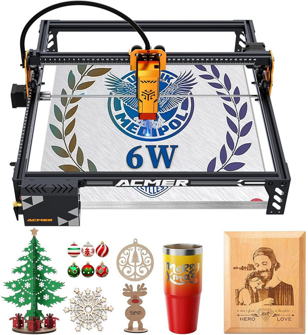 ACMER 6W 휴대용 레이저 각인기 앱연동 PC연동 금속 나무 아크릴 P1S PRO, 1개