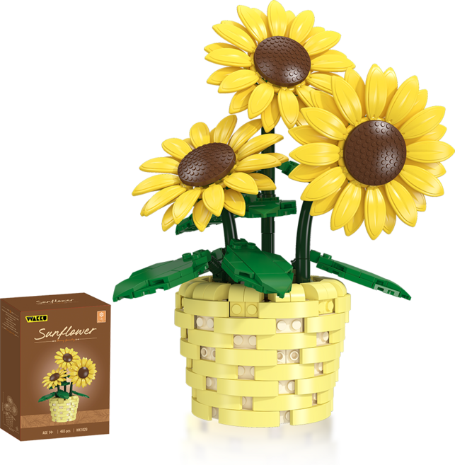 Wakku 보태니컬 해바라기 꽃다발+꽃병 블럭 세트 레고호환블록 Pcs465, 1개