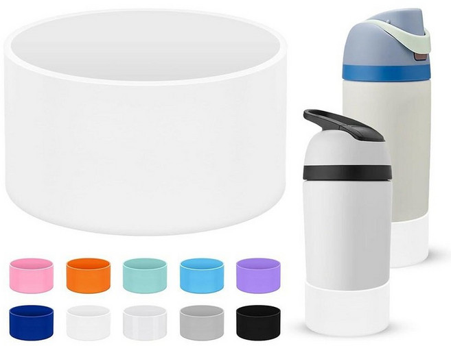 Mokoart Silicone Boot Compatible with Owala Kids Water Bottle 16/14 oz Anti-Slip Rubber Bottom Pr, 화이트