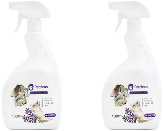 펫크린 애견탈취제 배변 소변냄새제거 1000ml 라벤더향, 2개, 1L