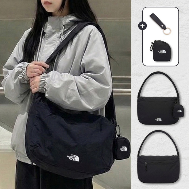노스페이스 크로스백 CB 호보 SL 테노 MN 라지 숄더백 + 가죽 키링 세트