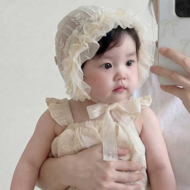 블랙체리 고급 레이스 보넷