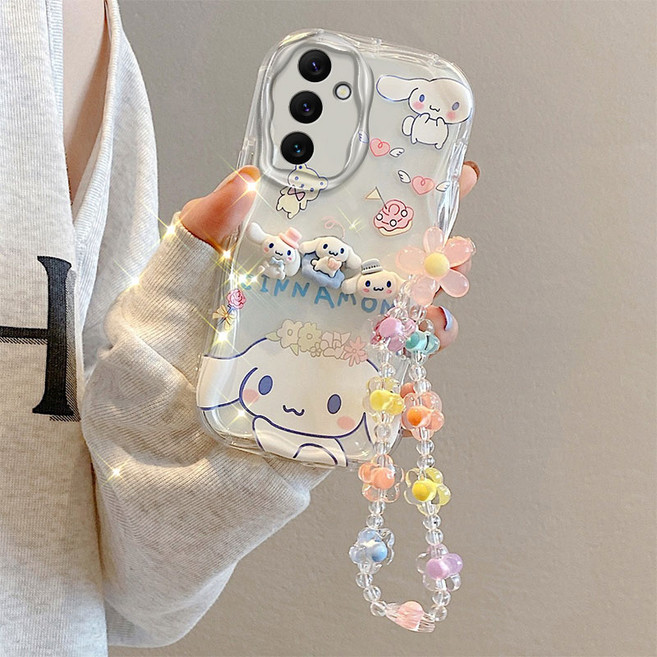 나무나라 갤럭시S23 S24 FE PLUS ULTRA 웨이브 입체 캐릭터 스트랩 투명 케이스 CY272