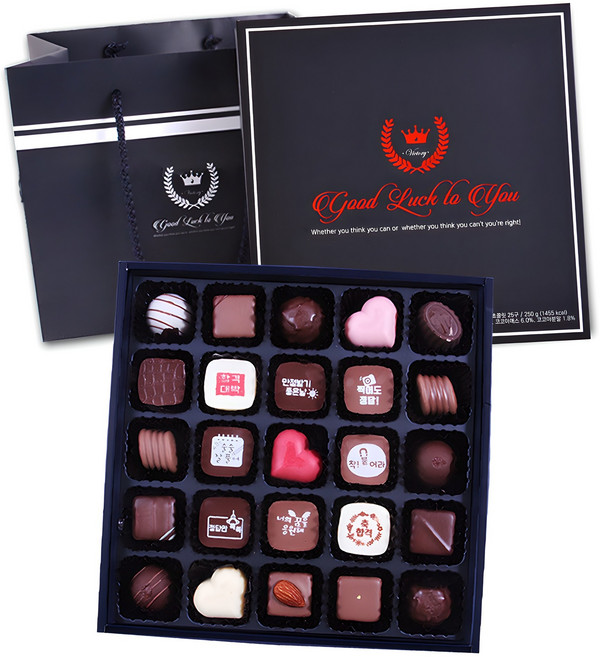디유 굿럭투유 합격기원 초콜릿 25구 + 쇼핑백 세트, 250g, 1세트