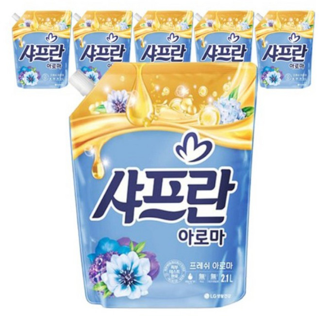 샤프란 섬유유연제 프레쉬 아로마 리필, 2.1L, 6개