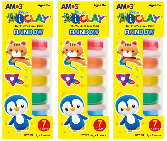 아이클레이 탱탱 레인보우 7종 세트, 01 7색, 126g, 3개