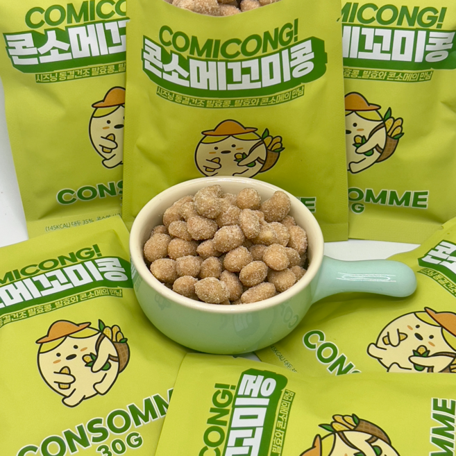 청국장 과자 꼬미콩 국내산 동결건조 발효콩 간식 부모님 사무실 어린이 건강 간식, 5개, 30g