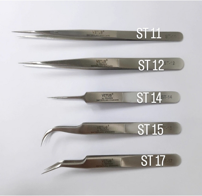 비투스핀셋 ( ST11 ST12 ST15 ST17)네일핀셋 속눈썹핀셋 속눈썹연장용핀셋, 1개