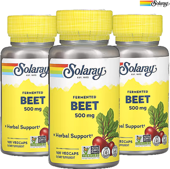[100캡슐] 솔라레이 발효 비트 500mg 베지 캡슐 100정, 3개