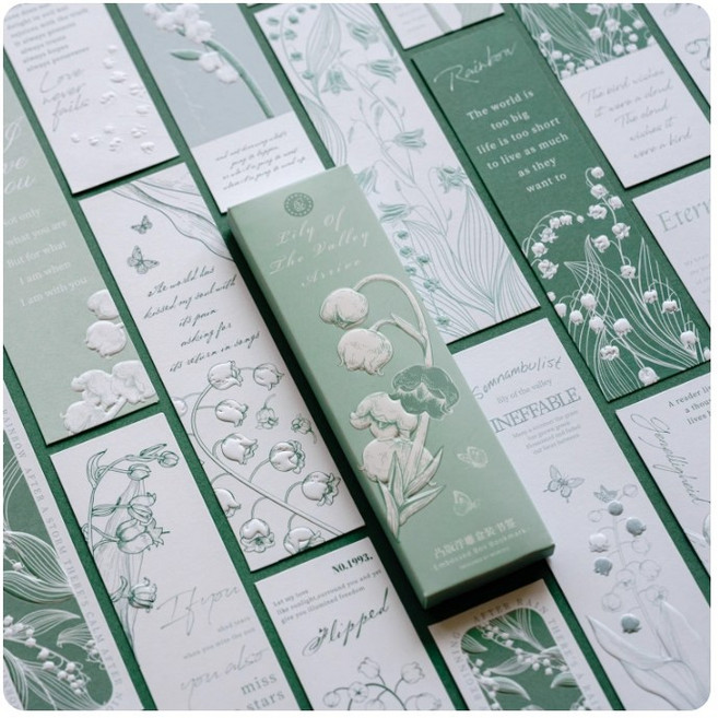 고급 엠보싱 은방울 꽃 책갈피 20p 예쁜 북마크 북클립