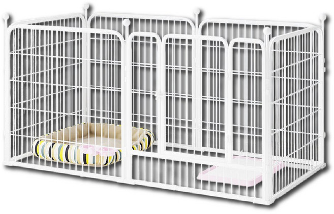 KIDS PARK 寵物圍欄 鐵條加密 任意組裝 鐵架加厚, 白色, 1箱